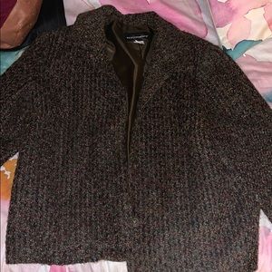 dark and multi-colored jacket/blazer